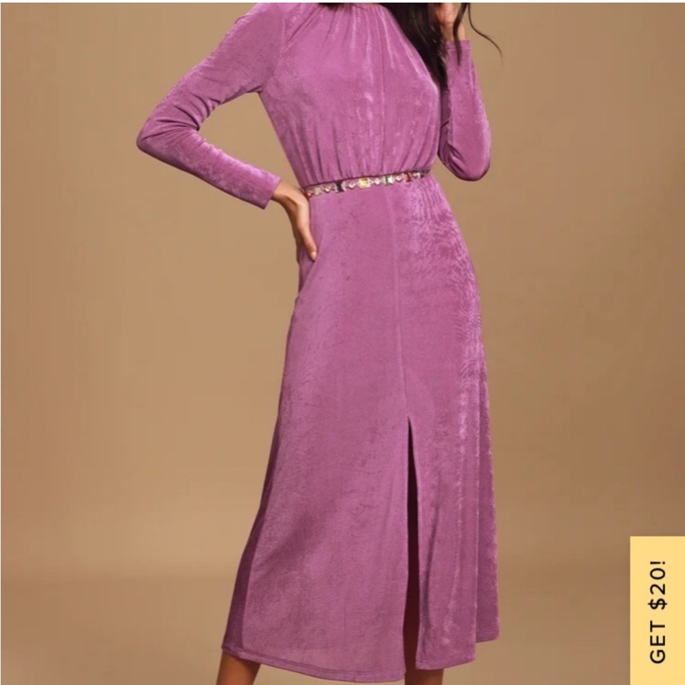 Lulu’s Pure Sweetness Magenta Long Sleeve Backless Midi Dress